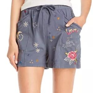 Johnny Was Kai French Terry Embroidered Gray Women's Shorts